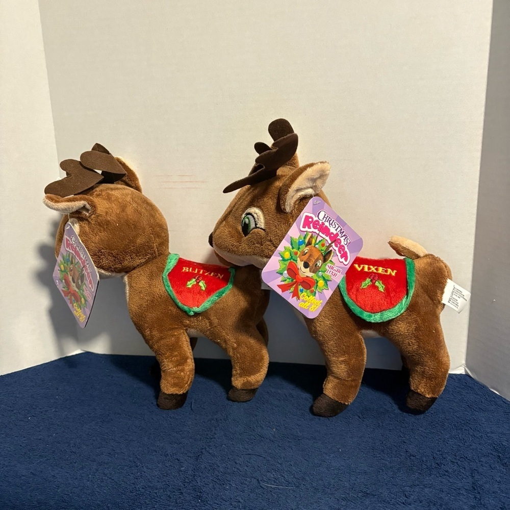 2015 Kellytoy Christmas Santa’s Reindeer Plush Stuffed Toy Blitzen & Vixen 14” - Picture 2 of 9